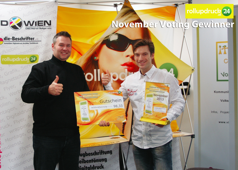 Glückliche Gewinner des Godlenen Rollups von www.rollupdruck24.at